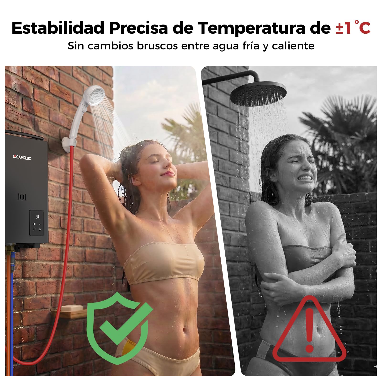 CAMPLUX Calentador de Agua a Gas para Exterior, Termostático, 5L, F5B Ultra