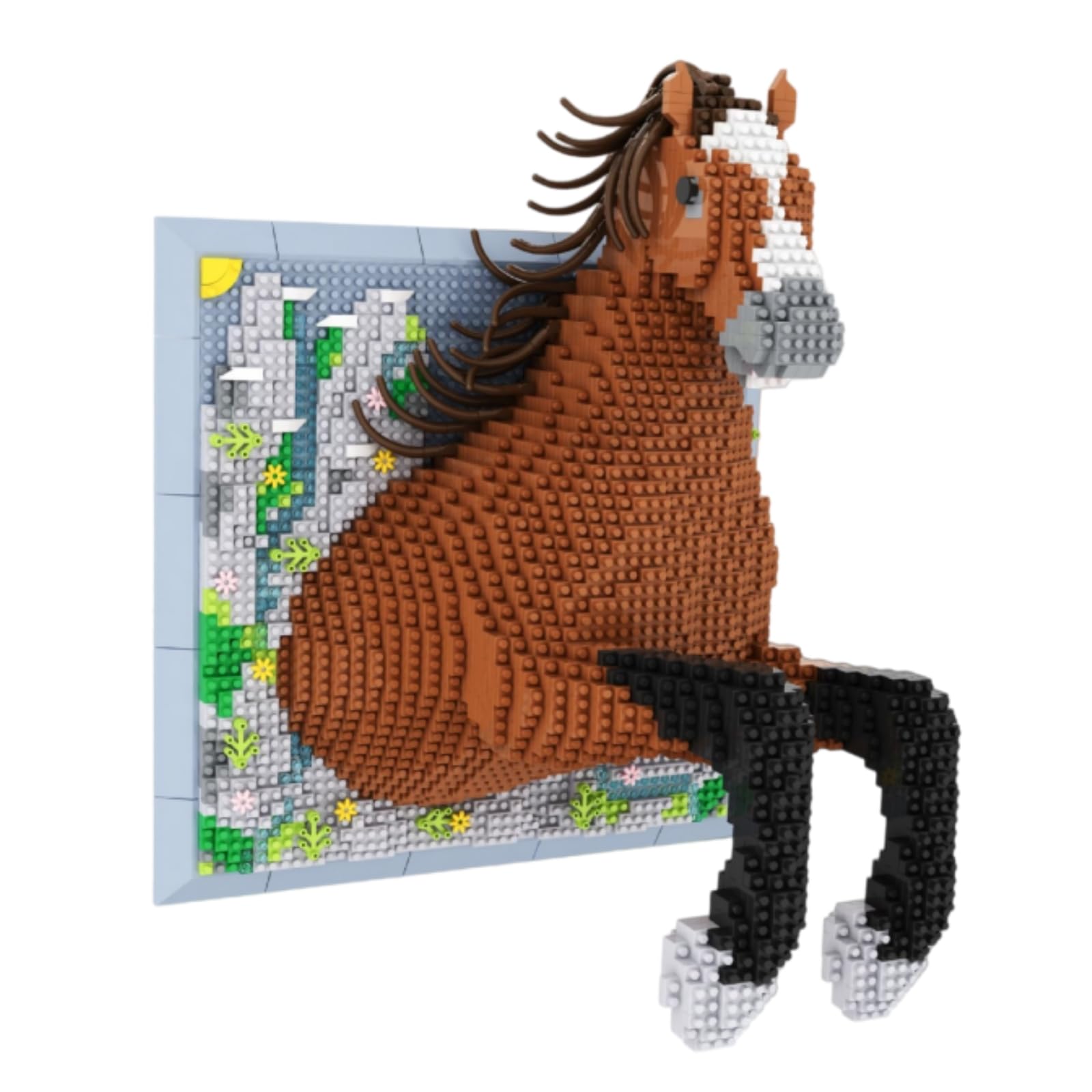 Animal Micro Mini Building Blocks Horse Set, 2406 PCS 3D Wall Art Horse Framed Bricks Kit, Home Desktop & Wall Mountable Decor, Gift for Adults Teenager