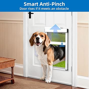 Automatic Dog Door with Doorbell Activation, 2-Flap Electronic Smart Pet Door with Anti-Pinch, No Collar Needed, Aluminum Lockable Weatherproof Telescoping Tunnel for Pets Up to 12 LB- S
