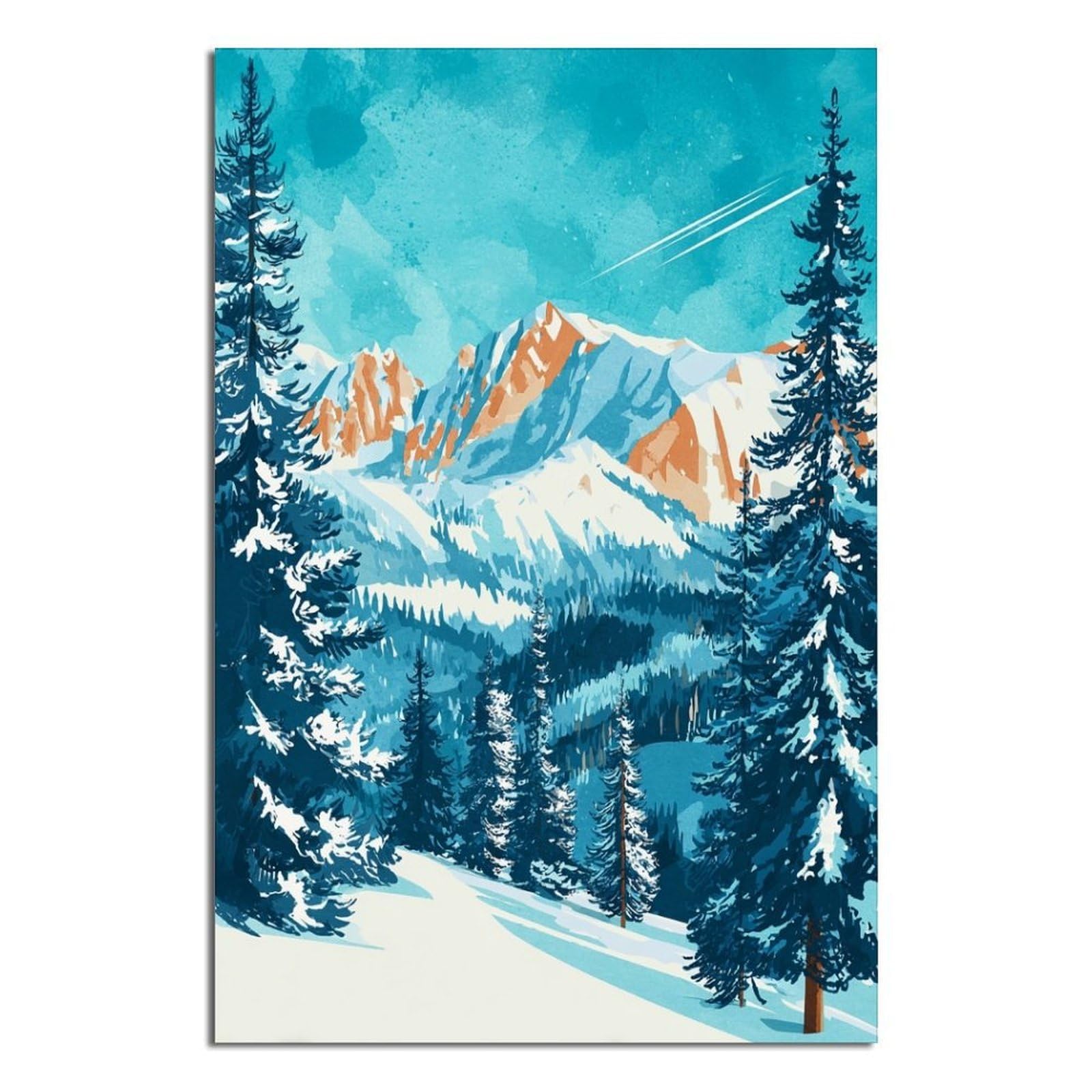 CFXNGA Gstaad Ski Poster 20x30inch(50x75cm) Vintage Watercolor Canvas Art