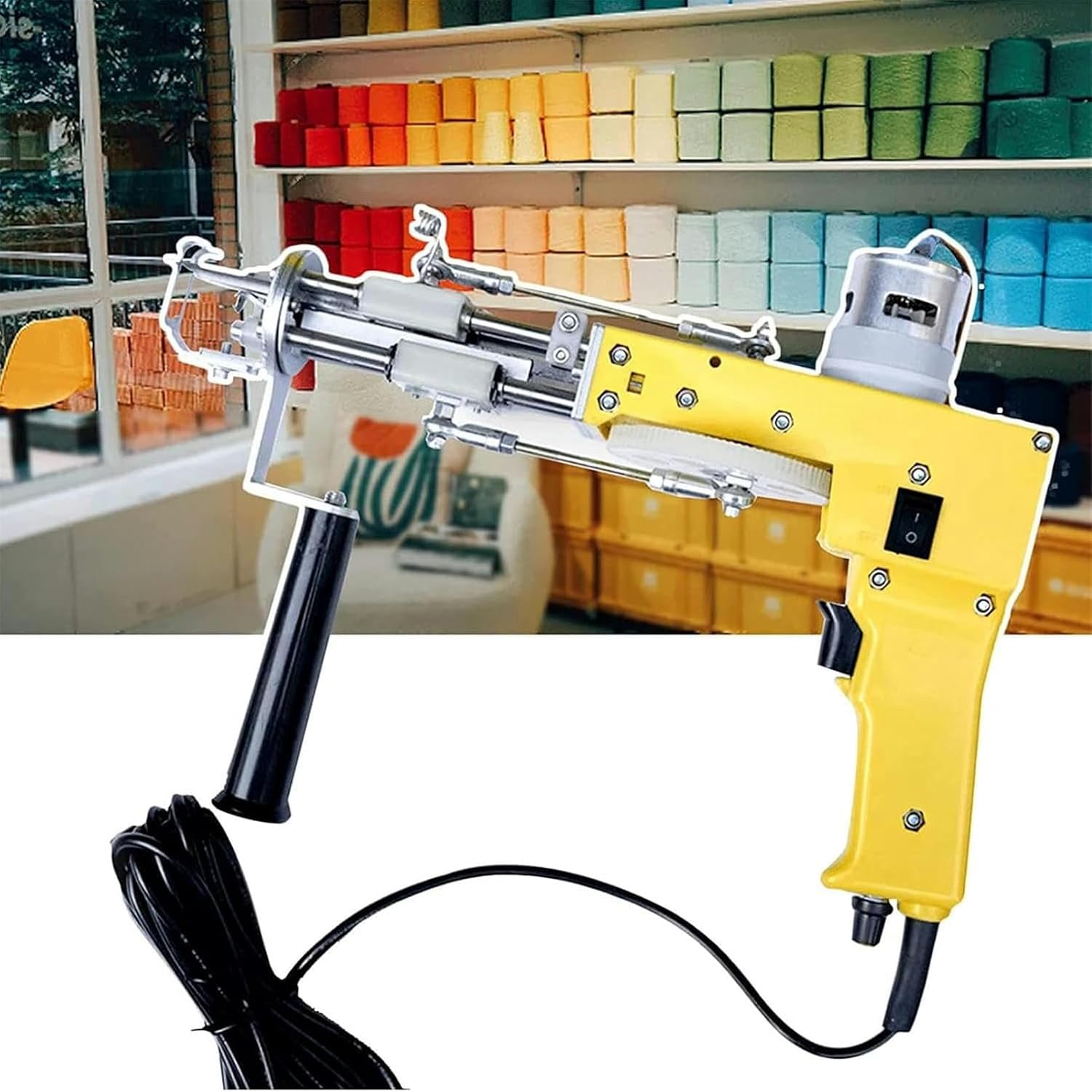 Carpet Tufting Gun,Cut Pile & Loop Rug Machine,Electric Carpet Weaving Flocking Starter Kit for High-Speed Weaving of Carpets-