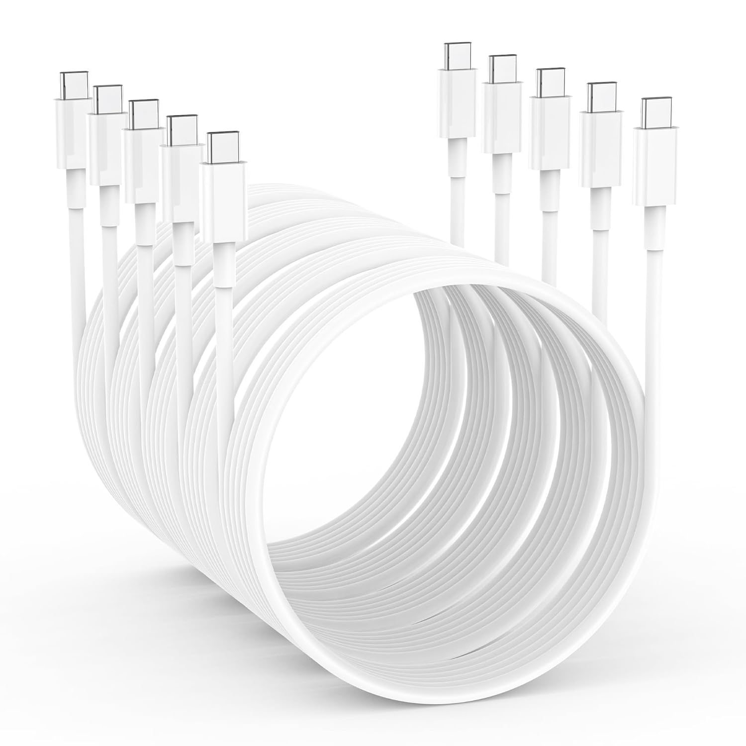 iPhone 16 Charger Cord, 5 Pack USB C to USB C Cable 6FT 60W Fast Charger for iPhone 16/15 Series, iPad Air/Pro (White)