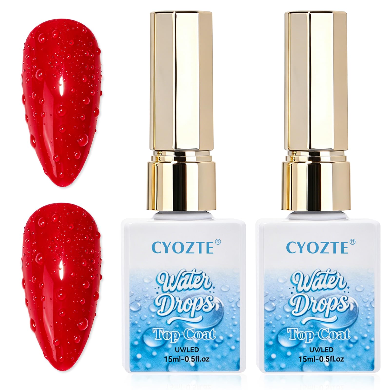 Water Drop Gel Top Coat, 3D Rain Drop Effect Non-Wipe Glossy Shiny Nail Art Top coat, DIY Bubble Ice Dew Soak Off UV LED Gel Nail Polish at Home -15ML