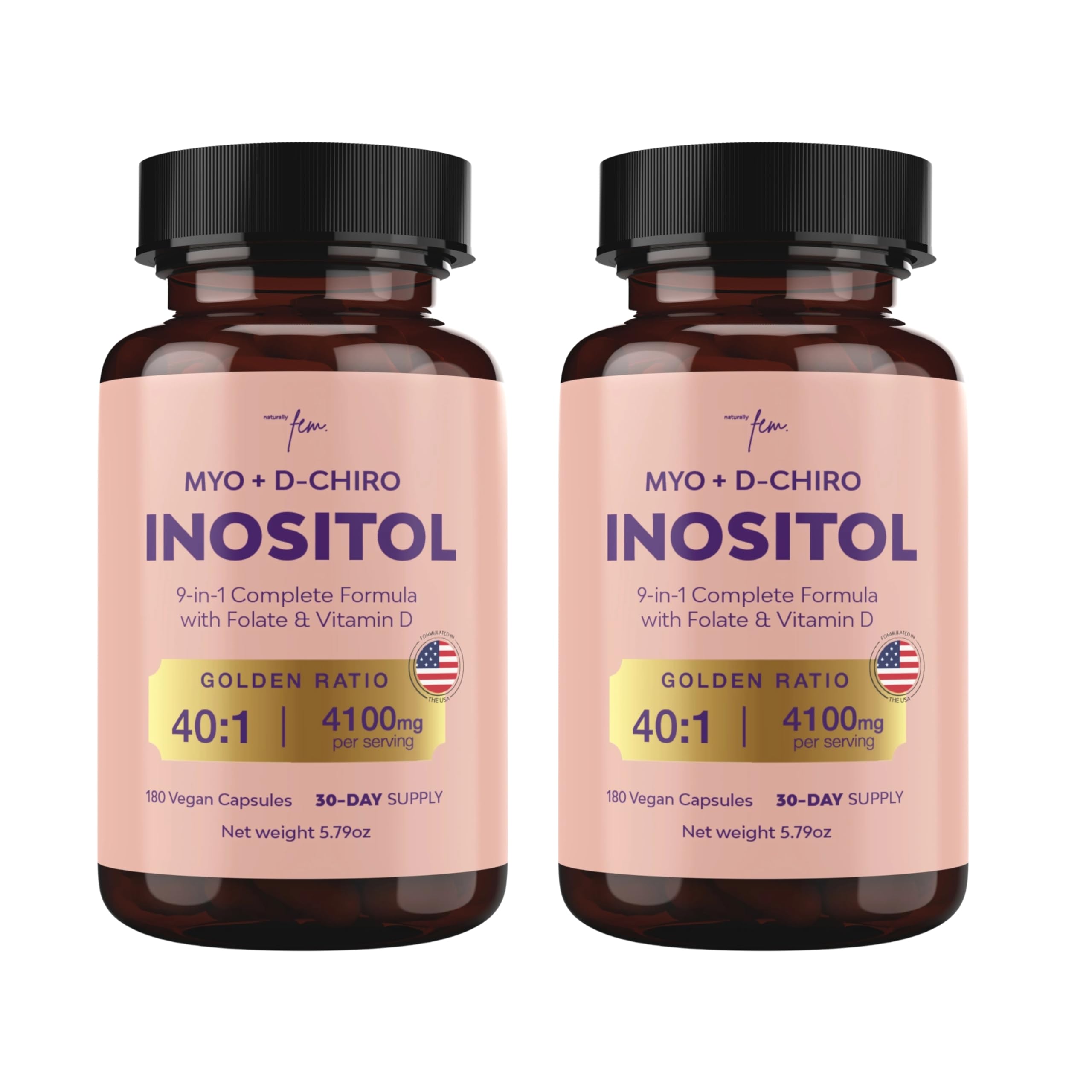 Premium Inositol Supplement Bundle - Myo-Inositol & D-Chiro Inositol Supplement for Women 4100mg (40:1 Ratio) – 9-in-1 Hormonal & Metabolic Support with Folate, Vitamin B6, B12, D3, Zinc & Chromium