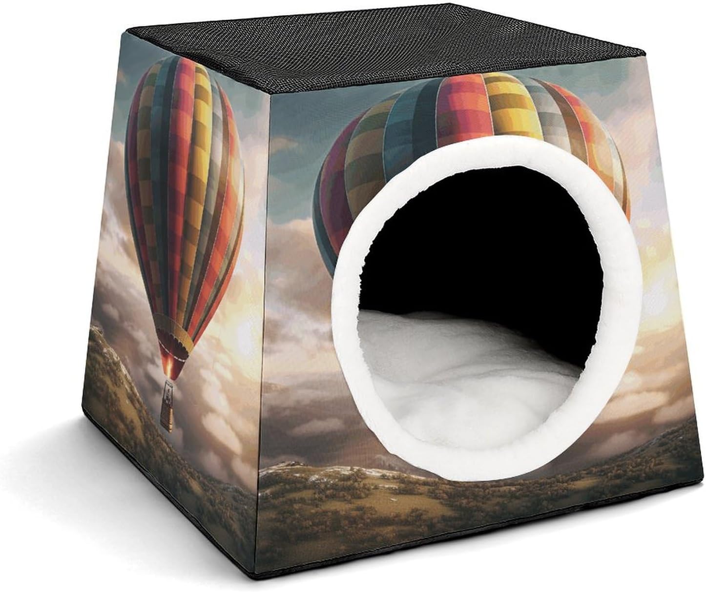 Pet Sleeping Nest Bed, Hot Air Balloon Printed Dog House Cat Nest, Winter Pet House are Suitable for Most Cats, Dogs, and Other Small Pets