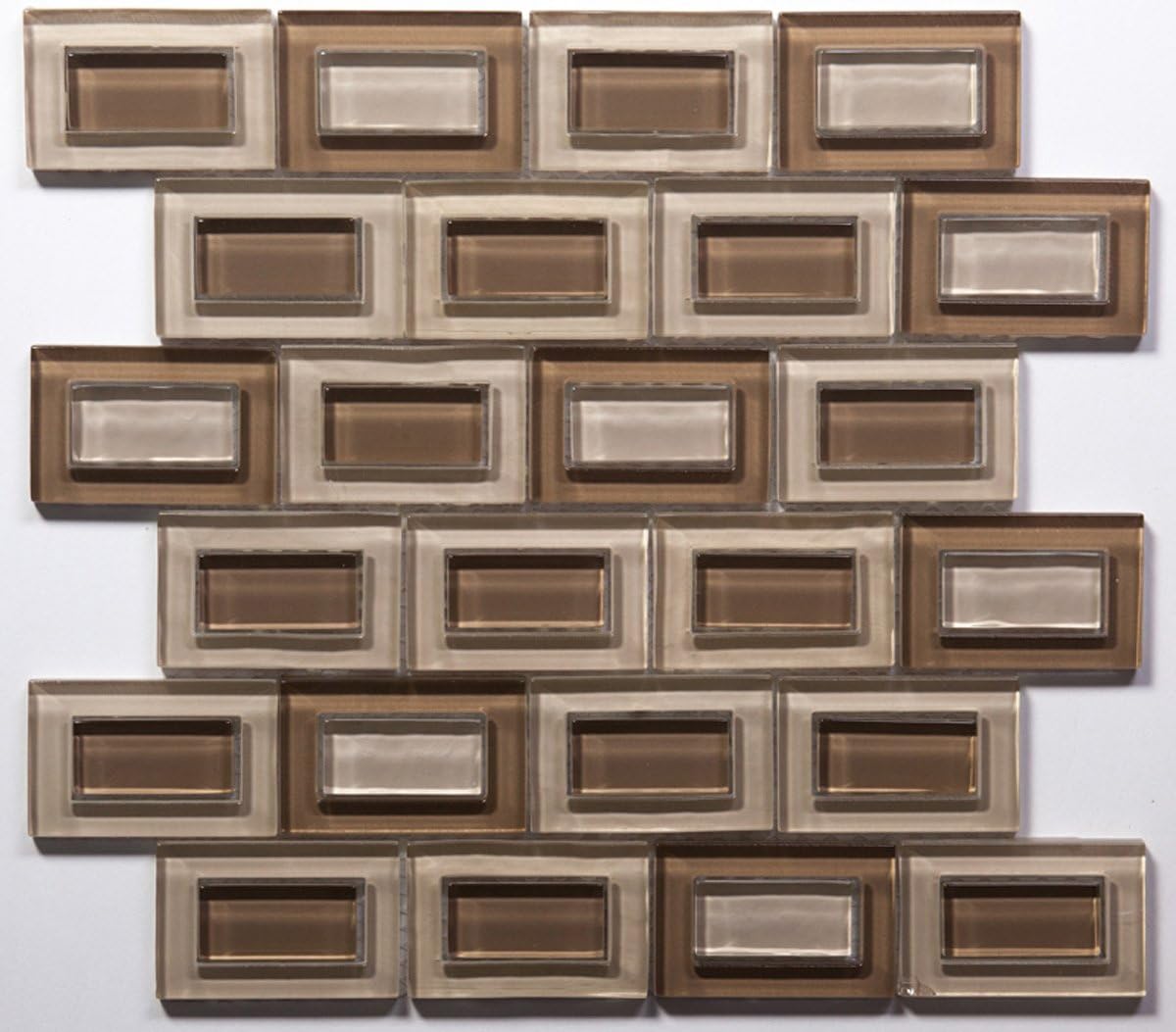 Tan Brown Inside/Out Water Jet Mosaic Glass Tile / 22 sq ft