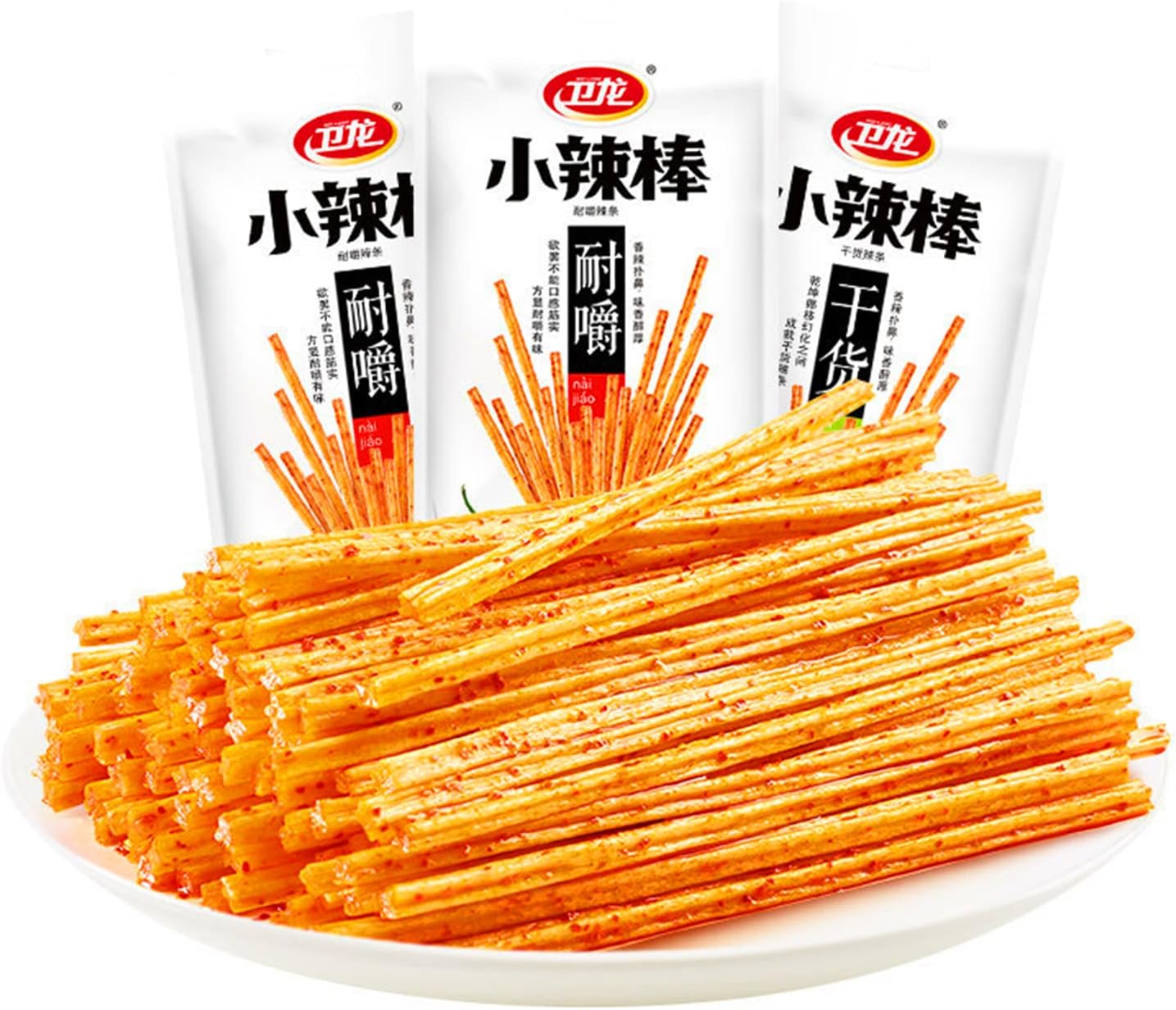Spicy Strips - Spicy Gluten Latiao, Chinese Special Casual Snack Food, Made From Wheat/Chili/Spice, Low Sugar and Low Calories, Best Vegan, 50g (Pack of 3)