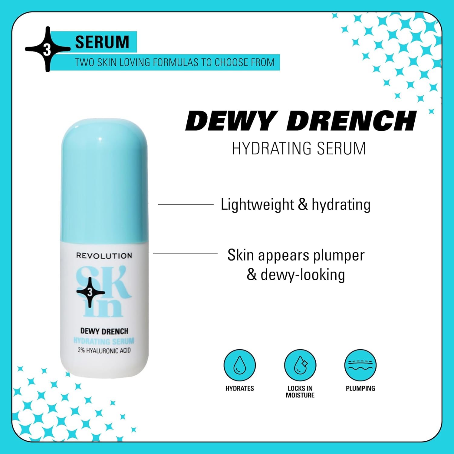 Revolution Skin, Dewy Drench 2% Hyaluronic Acid Hydrating Face Serum, Lightweight Formula & Plumps Skin, Vegan & Cruelty-Free, 1.01 fl oz - Image 2