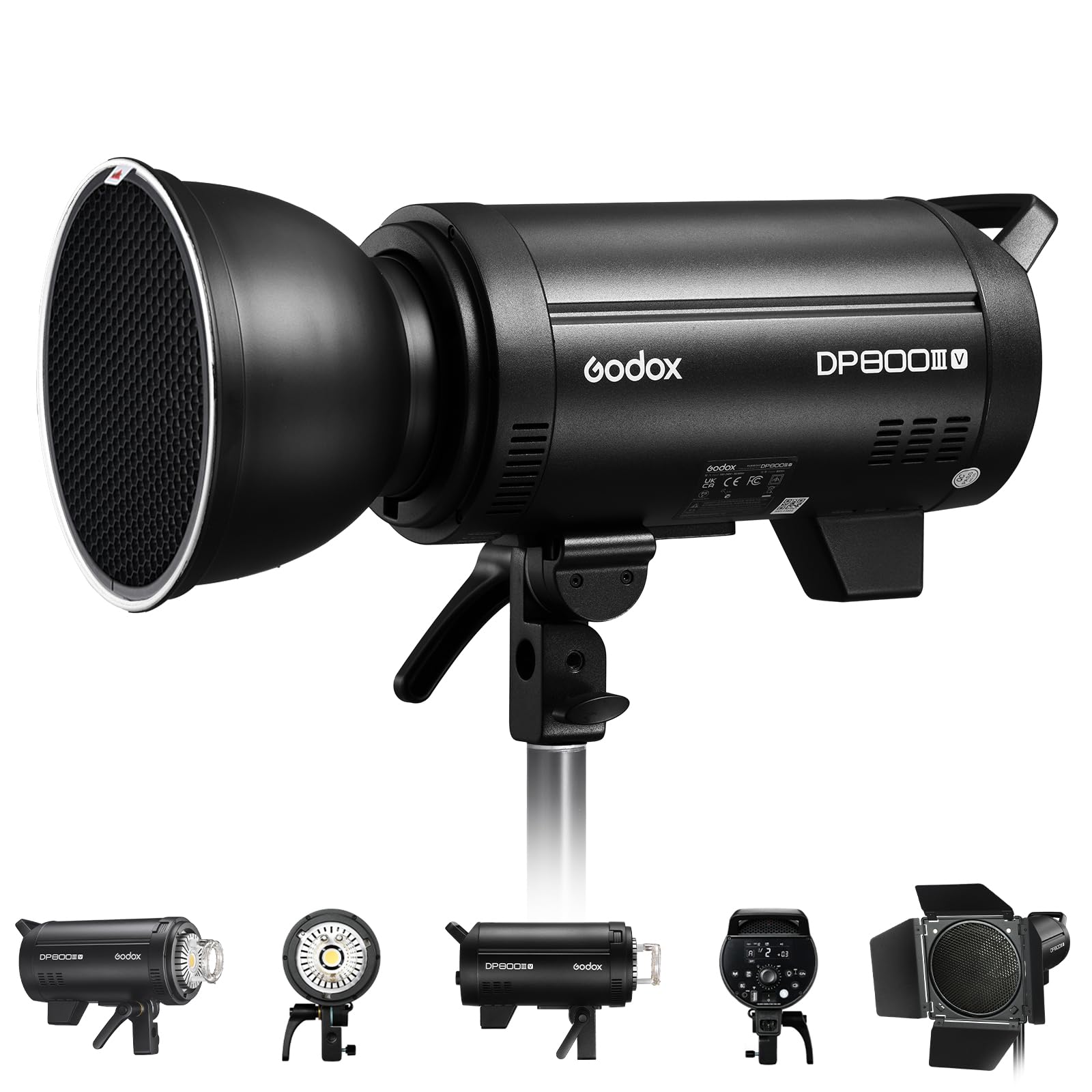GODOX DP800IIIV - Kit flash da studio professionale, 800 W, 5800 ± 200 K, sistema X wireless 2,4 G, ventola ad alta velocità integrata, adatta per ritratti
