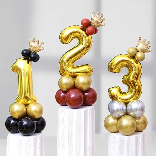 Miniatura 5 de Globos dorados de 40 pulgadas, globos de aluminio de Mylar con helio para cumpleaños, globo número 2 para decoraciones de cumpleaños de 2