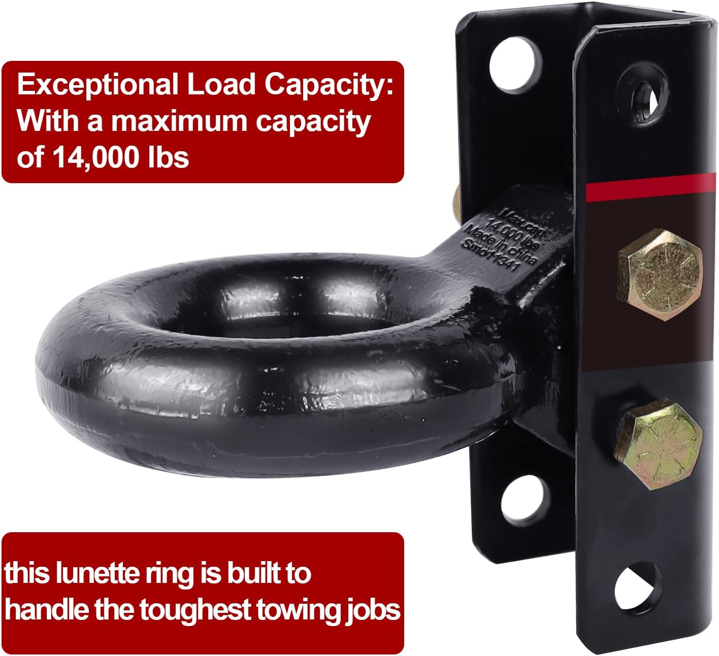 NBJINGYI Heavy Duty Cast Adjustable Lunette Ring 14000lbs with with 3-Position Adjustable Channel Channel Bracket