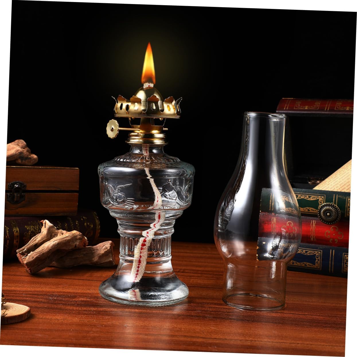 2pcs Vintage Glass Kerosene Oil Lamp Retro Butter Lamp for Home Decor Elegant Desktop Lighting for Festivals and Special Occasions Random Style