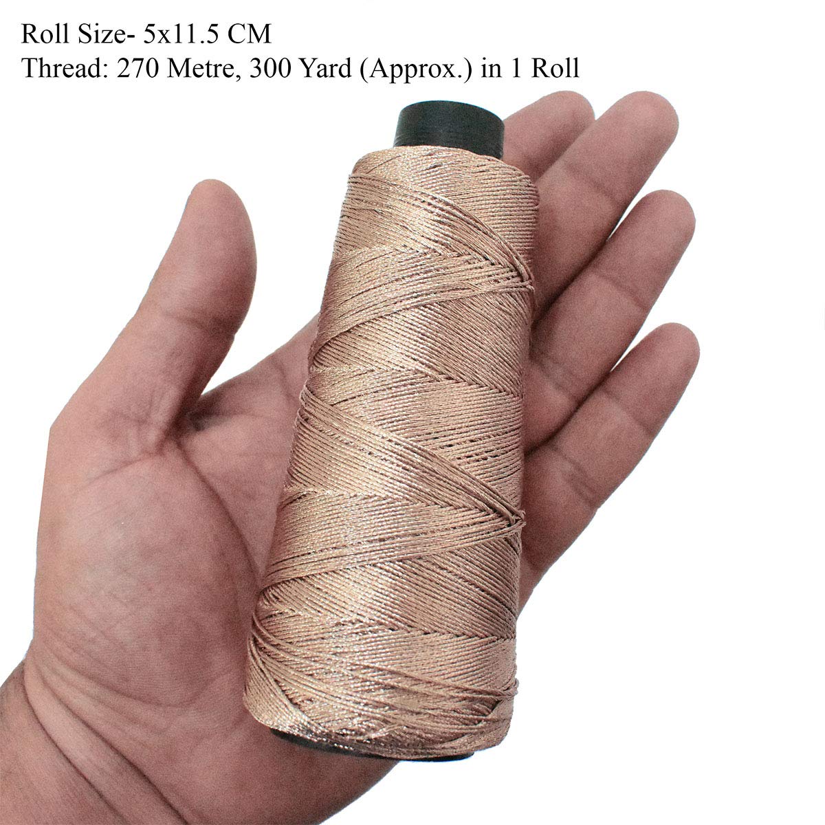 Embroiderymaterial 0.5 MM Thick Metallic Zari threads for Jewellery Making, Bracelet Making, Zari thread for Aari Work, Embroidery work, Dori/Rope, Safe to use in Machine (274 Meters/Rose Gold Color) 1