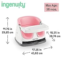 Vista 6 de Ingenuity Asiento con base para bebé 2 en 1 con bandeja auto-guardable para alimentación y piso - Peonía