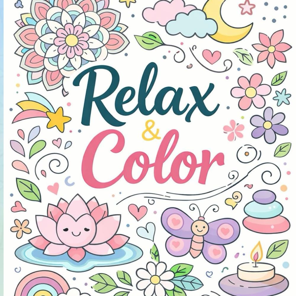 Relax & Color Stress Relief Coloring Book for Kids and Adults: Mindful Coloring for Relaxation, Creativity, and Calm at Any Age