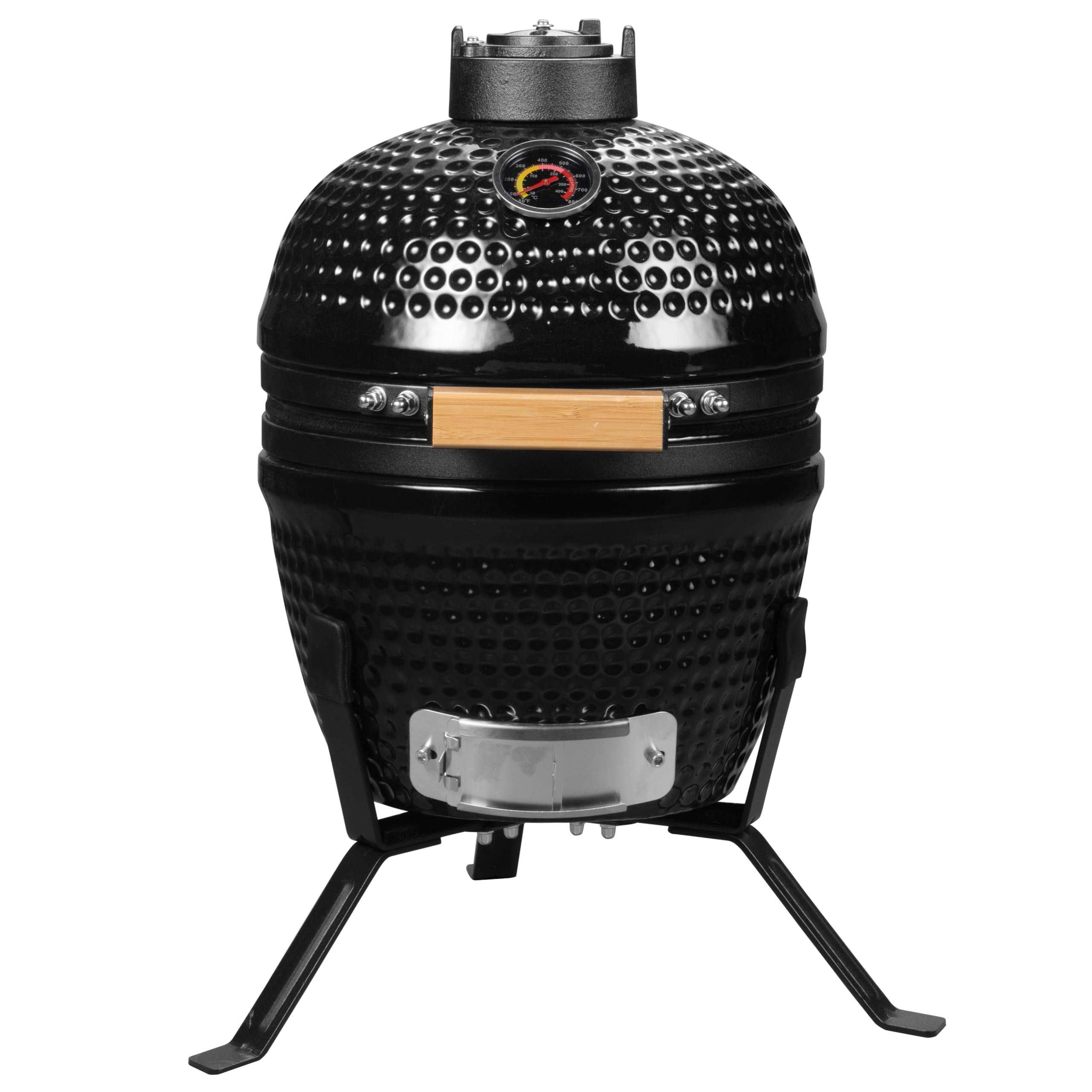 13 inch Ceramic Kamado Egg Grill | Portable Tabletop Charcoal BBQ Grill Smoker for Outdoor Cooking, Patio, Camping (Black)