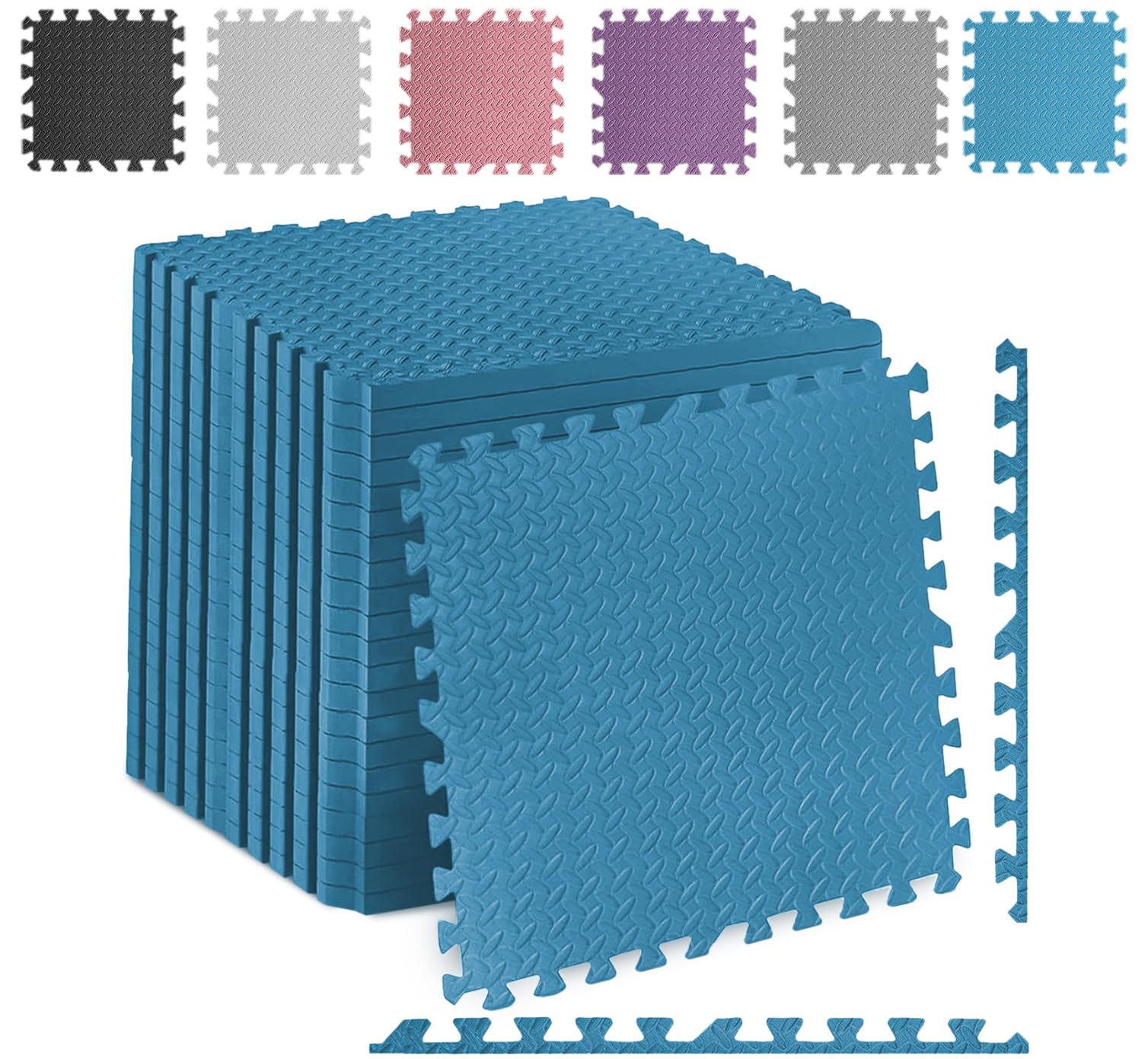 Fk Sports Leaf 600x600x12mm (Blue, 32pcs | 128 sq.ft) Thick Gym Flooring Mat Soft Cushion Non-skid mats EVA Rubber foam, Interlocking Puzzle Floor Tiles kids toddlers for home Yoga Workout