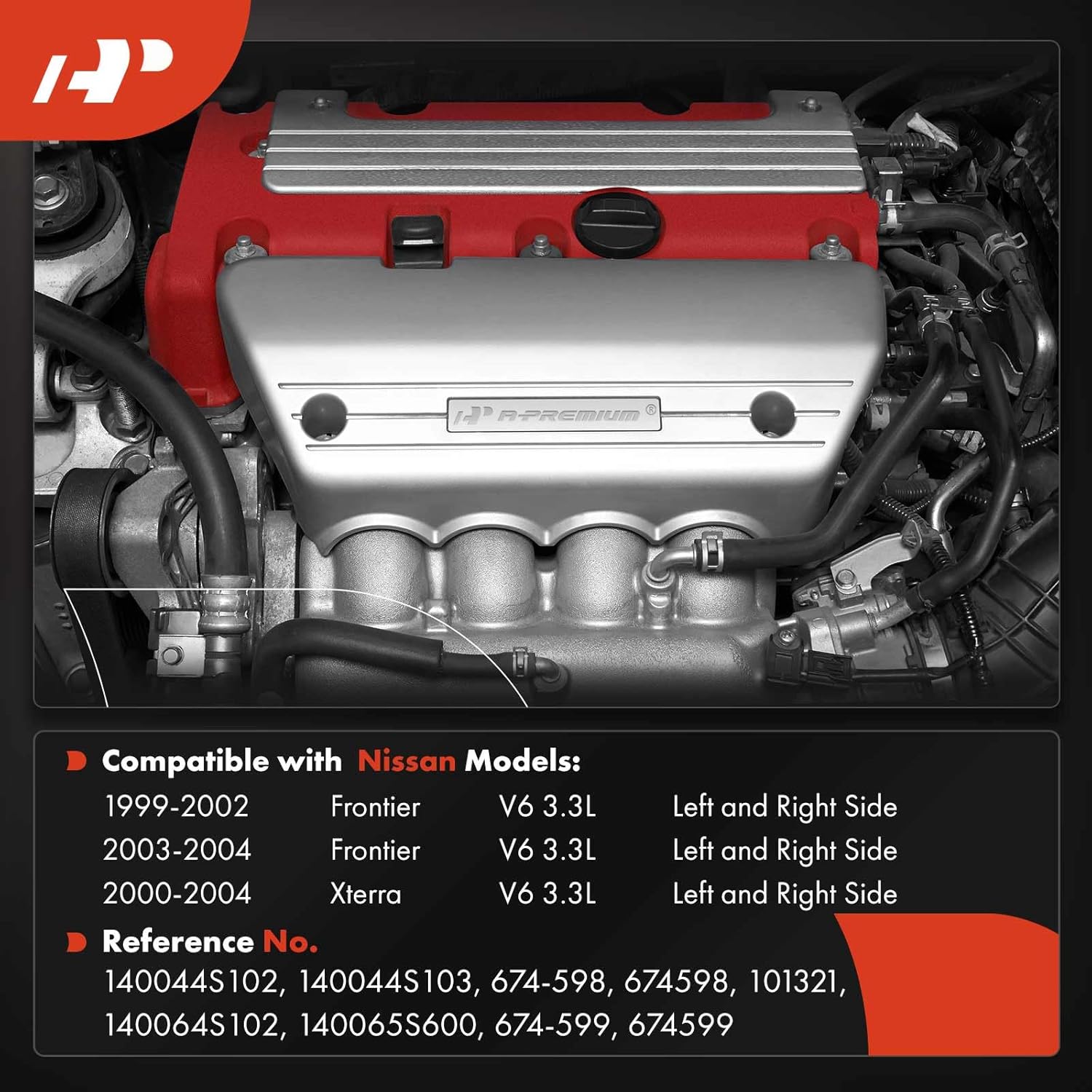 A-Premium 2PCS V6 3.3L Exhaust Manifold Kits W/Gasket, Flange, Nuts, Heat Shield Compatible with Nissan Frontier 1999-2004, Xterra 2000-2004, Left and Right Side