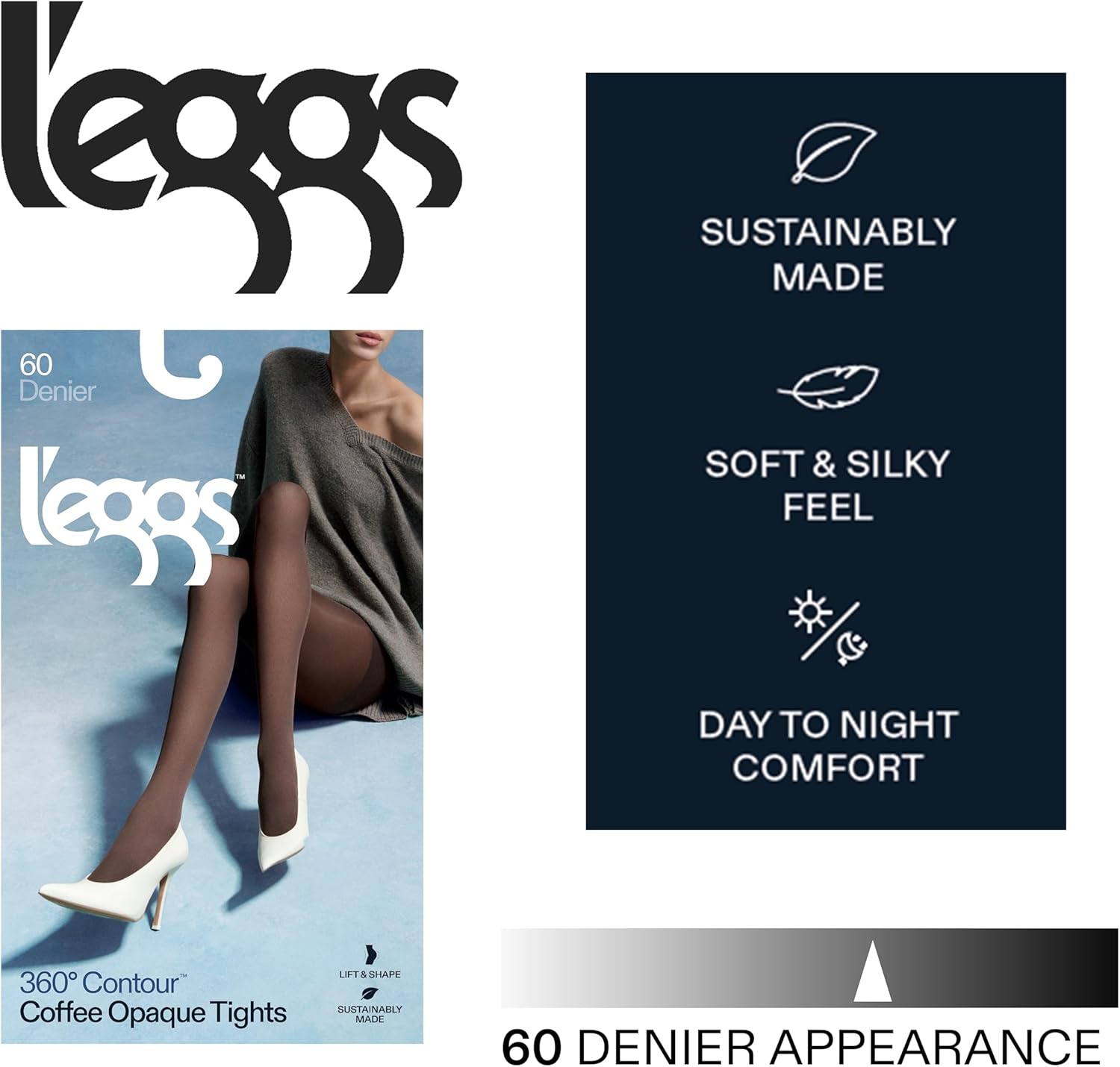 L'eggs Women's 360 Degree Opaque Contour Shaping Tights for Sculpted Style and Comfort - Image 3