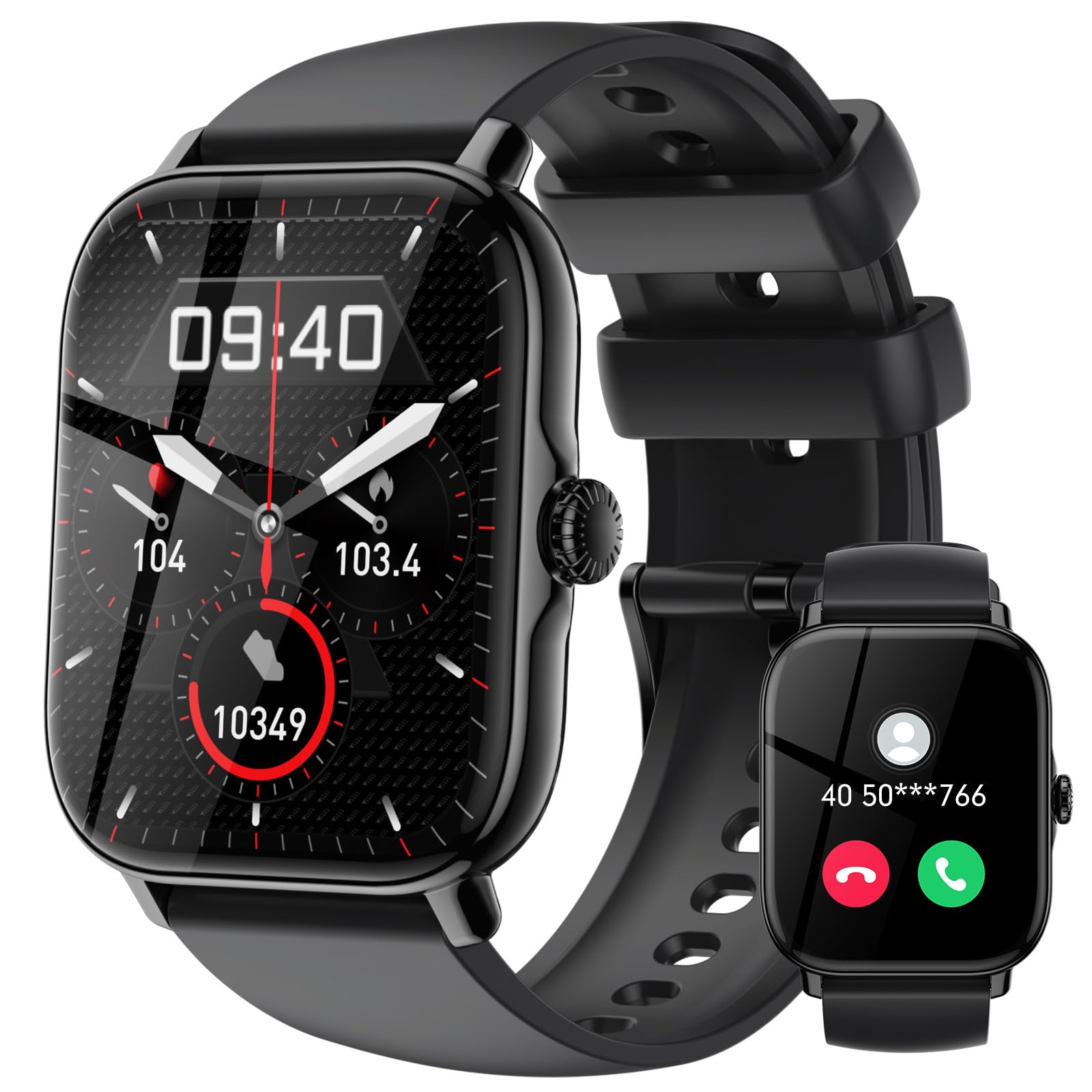 LLKBOHA Reloj Inteligente Hombre Mujer con Llamadas Bluetooth, 1.85" Smartwatch Impermeable, Reloj Deportivo Podómetro Pulsómetro, Monitor de sueño, Actividad Fitness Watch para Android iPhone