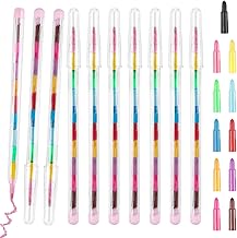 DERAYEE Pack of 24 Stackable Colouring Pencils, Building Block Colouring Pencils, Wax Crayons, Colour Changing Pens for Children, Party, Birthday, Gifts, Painting