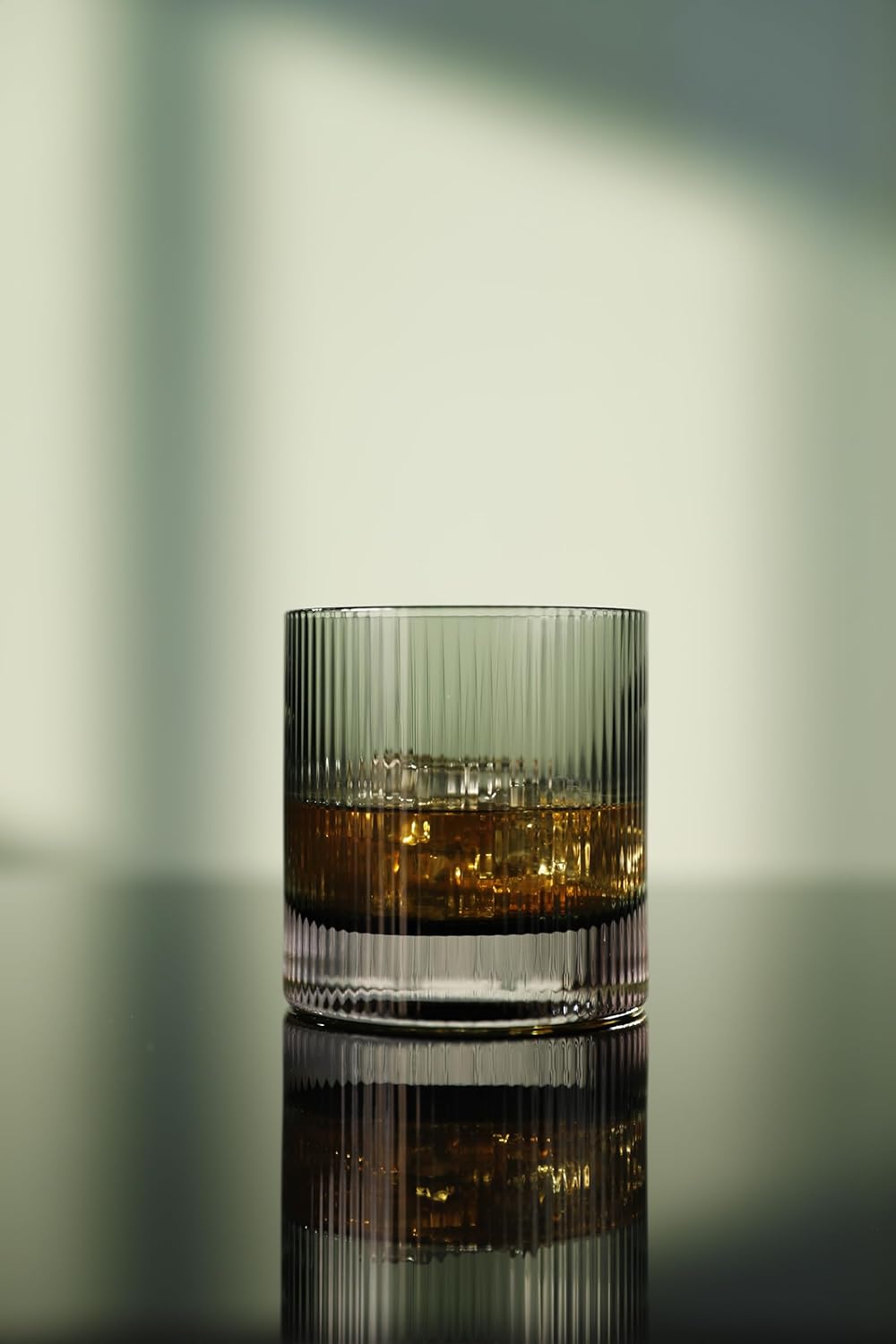 Whiskey Glasses Set of 4, 10 oz, Lead-Free Glassware, Grey Straight Line design, Rocks Glass Old Fashioned Lowball Tumblers, Cocktails, Scotch Whisky, Rum, Vintage Style -Dishwasher Safe - Image 6