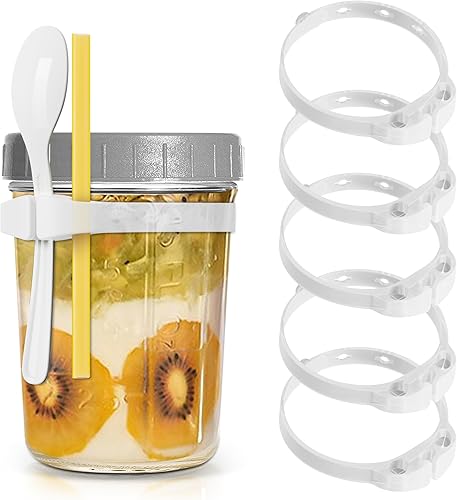 5 soportes de silicona para cucharas, soporte para pajilla, soporte ajustable para cuchara compatible con tarros de vidrio redondos y cuadrados disponible en Yaxa Peru