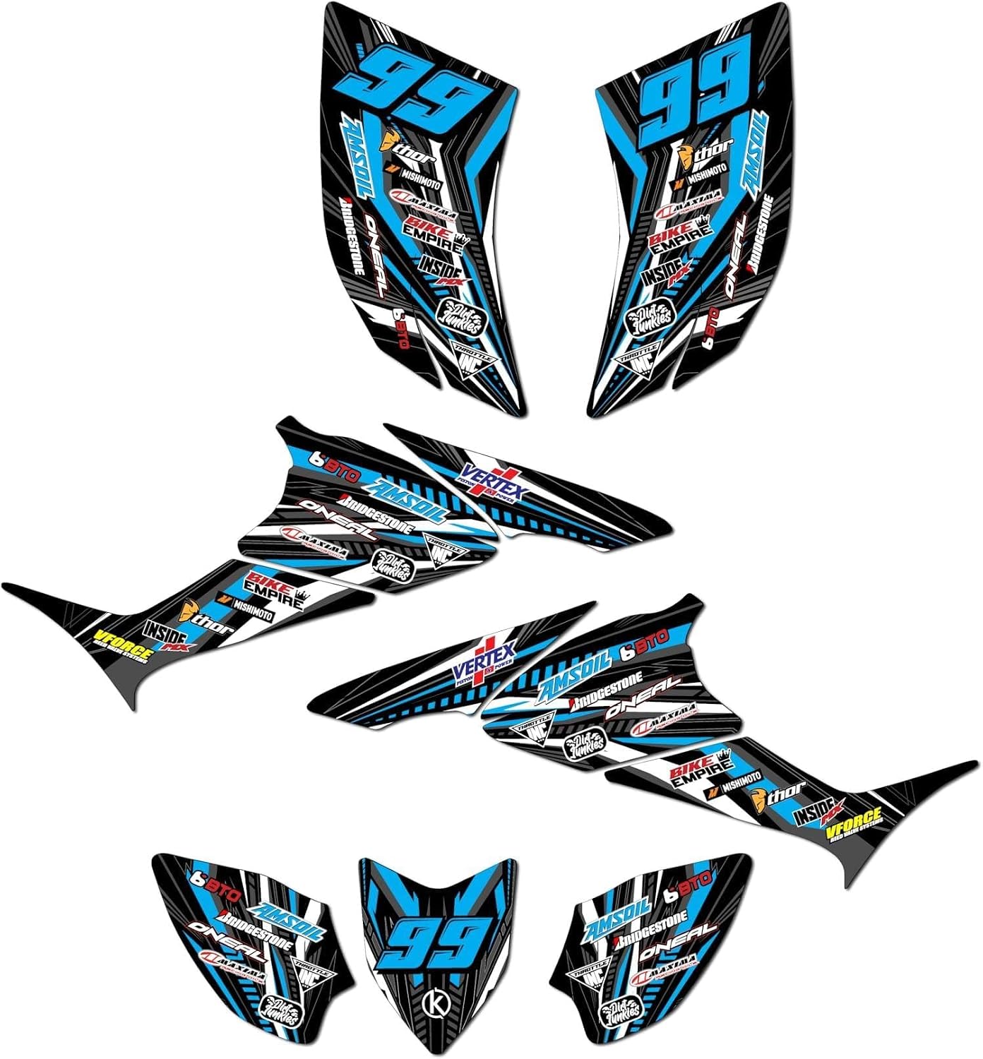 Graphics Kit for Honda TRX 90 (2006-2024) Prime Series Cyan 16 Mil- ATV UTV Custom Racing Graphics Stickers Decals Kit, no-plastics