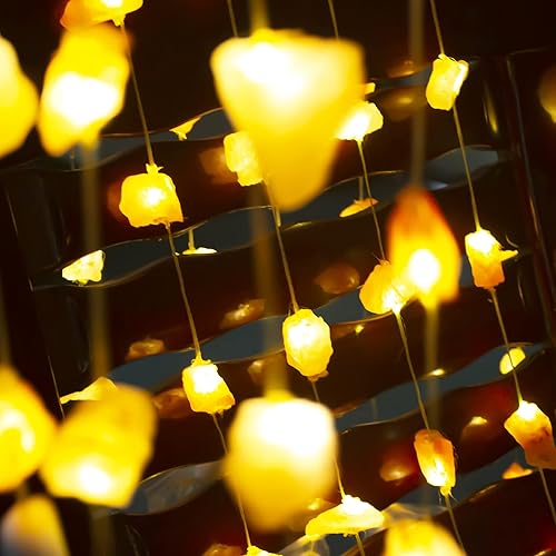 Miniatura 3 de Cadena de luz de sal del Himalaya, luz nocturna intermitente rosa, longitud 60 pulgadas, 15 luces, cadena de luz de sal, batería de botón