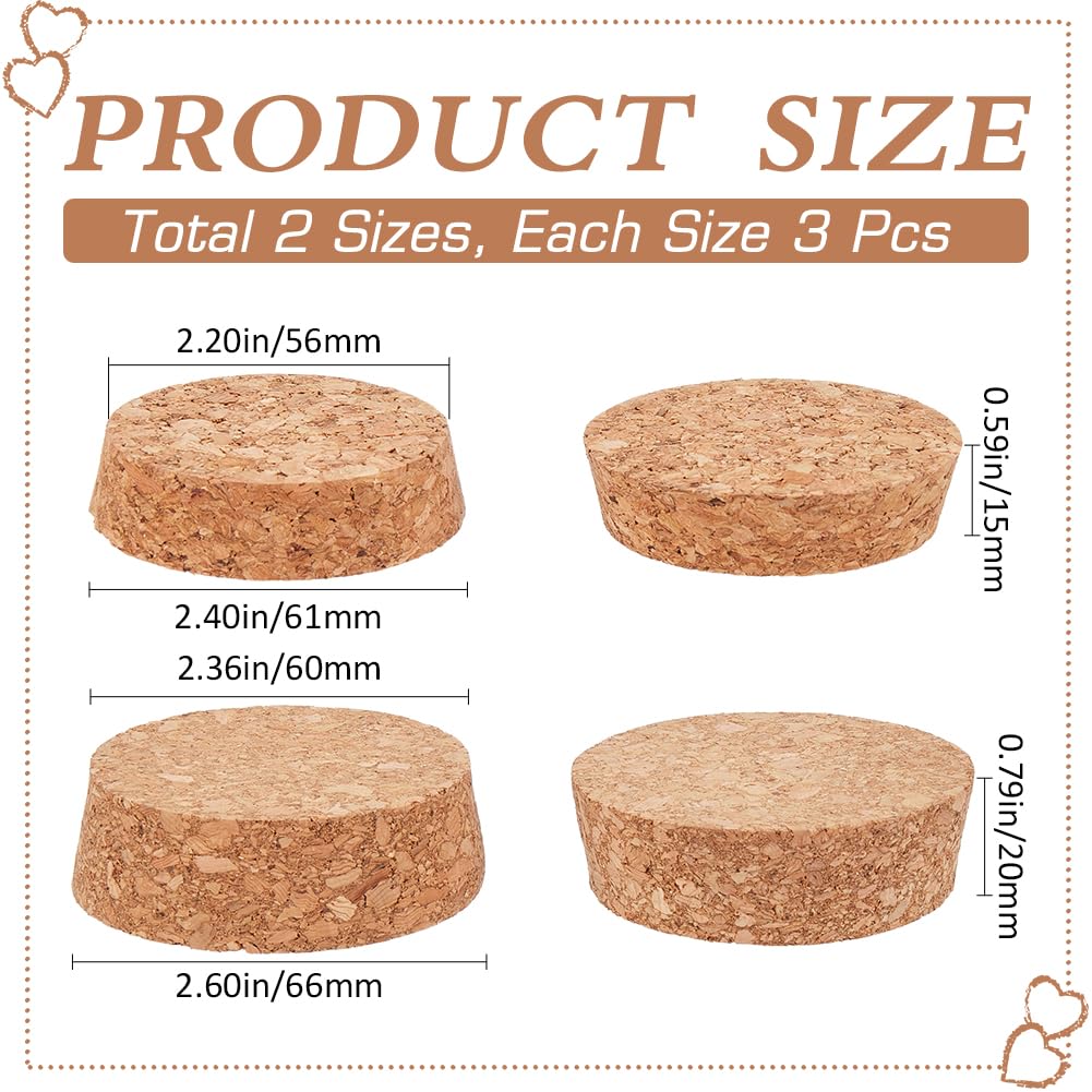 GORGECRAFT Tapones de Corcho Natural de 2 Tamaños para Botellas de Vino - Cónicos Grandes de Madera de Repuesto para Frascos y Botellas de Vidrio