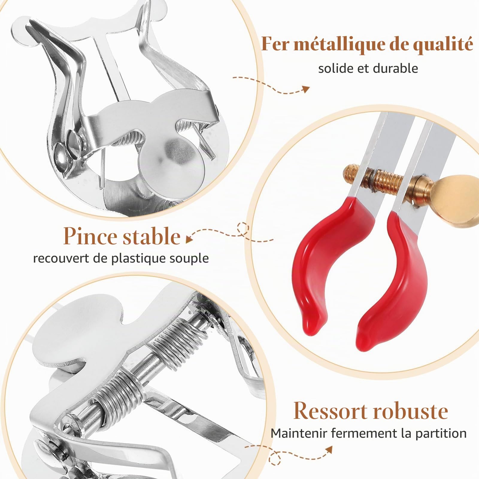 Generic Fourche de marche pour trompette, trombone, cor de forêt, support de partition, petite lyre, pince pour cahier de partition, argent, 13,7 x 5,2 x 1,9 cm, (38K44HZGO11IY)