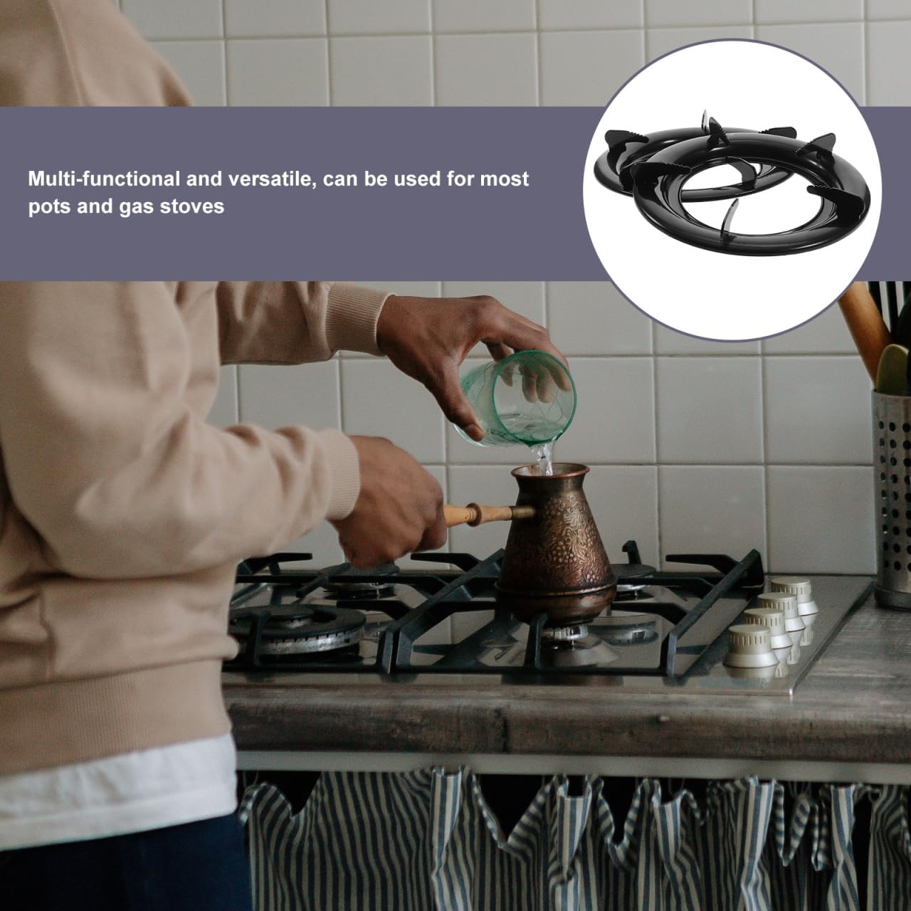 Hemoton 2Pcs Gas Stove Brackets Round Cast Iron Burner Rings Kitchen Gas Stove Racks 9.05X9.05X1.96 Inch Durable Kitchen Accessories for Home and Restaurant