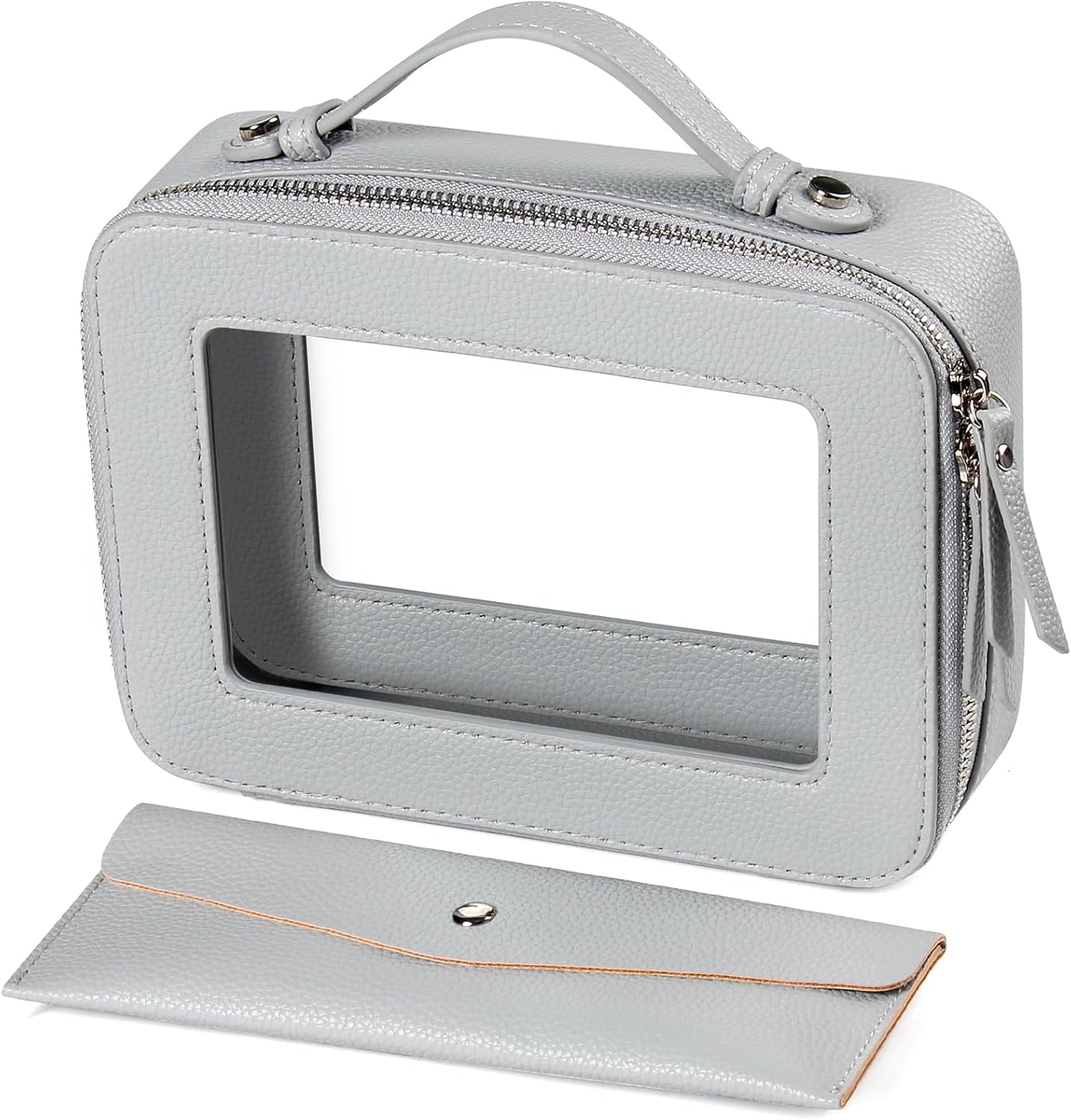 EcoVision Clear Makeup Bag, Travel Cosmetic Accessory Bag, Toiletry Organizer Bags for Women, Portable Waterproof Zipper Cosmetic Bag with Transparent Window