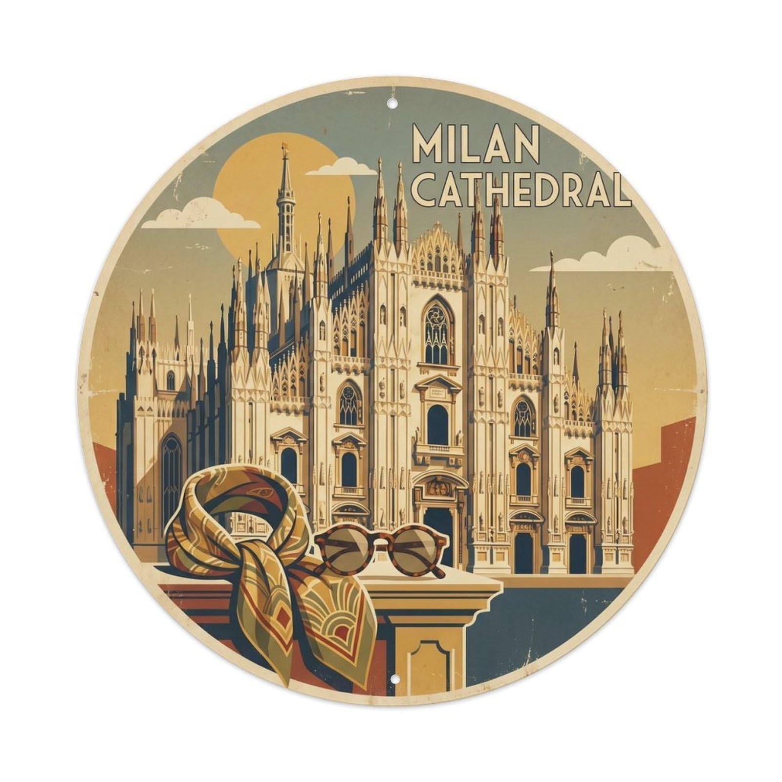 Milan Italy Cultural Travel Cathedral Vintage Metal Tin Sign