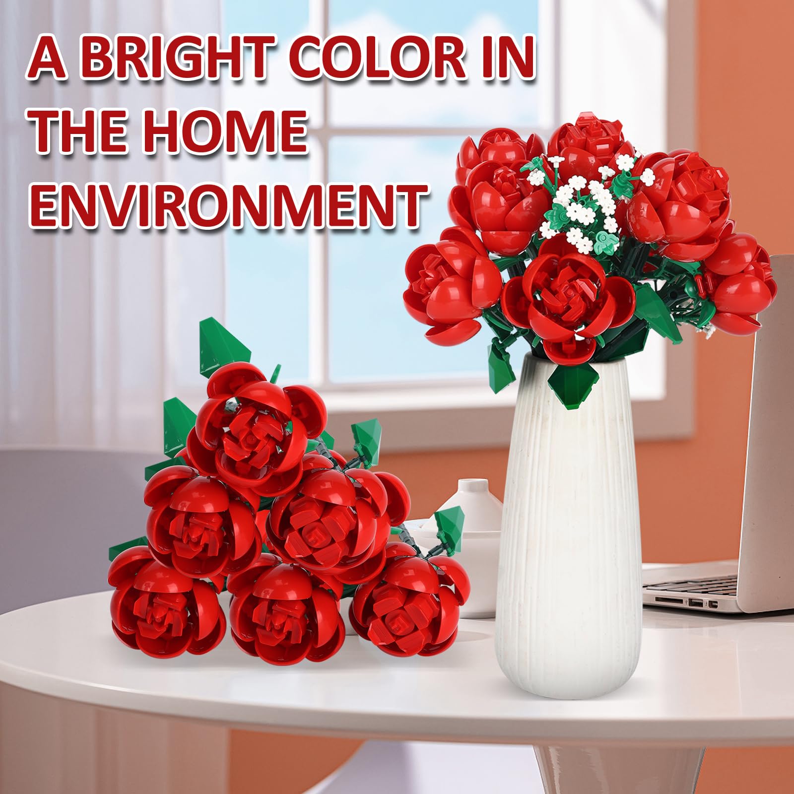 Amazon.com: Dexblocks 780 PCS Red Rose Building Flower Bouquet Kit
