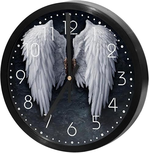 Reloj de pared, alas de ángel rotas de 9.8 pulgadas, silencioso, sin tictac, fácil de leer, moderno, decorativo, para el hogar, oficina, escuela