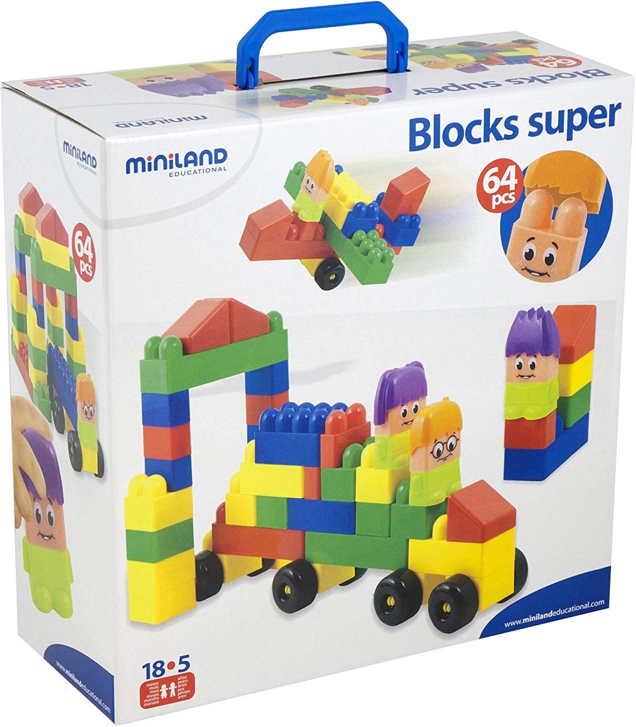MINILAND EDUCATIONAL 32337 Super Block gra klockowa, 64 części
