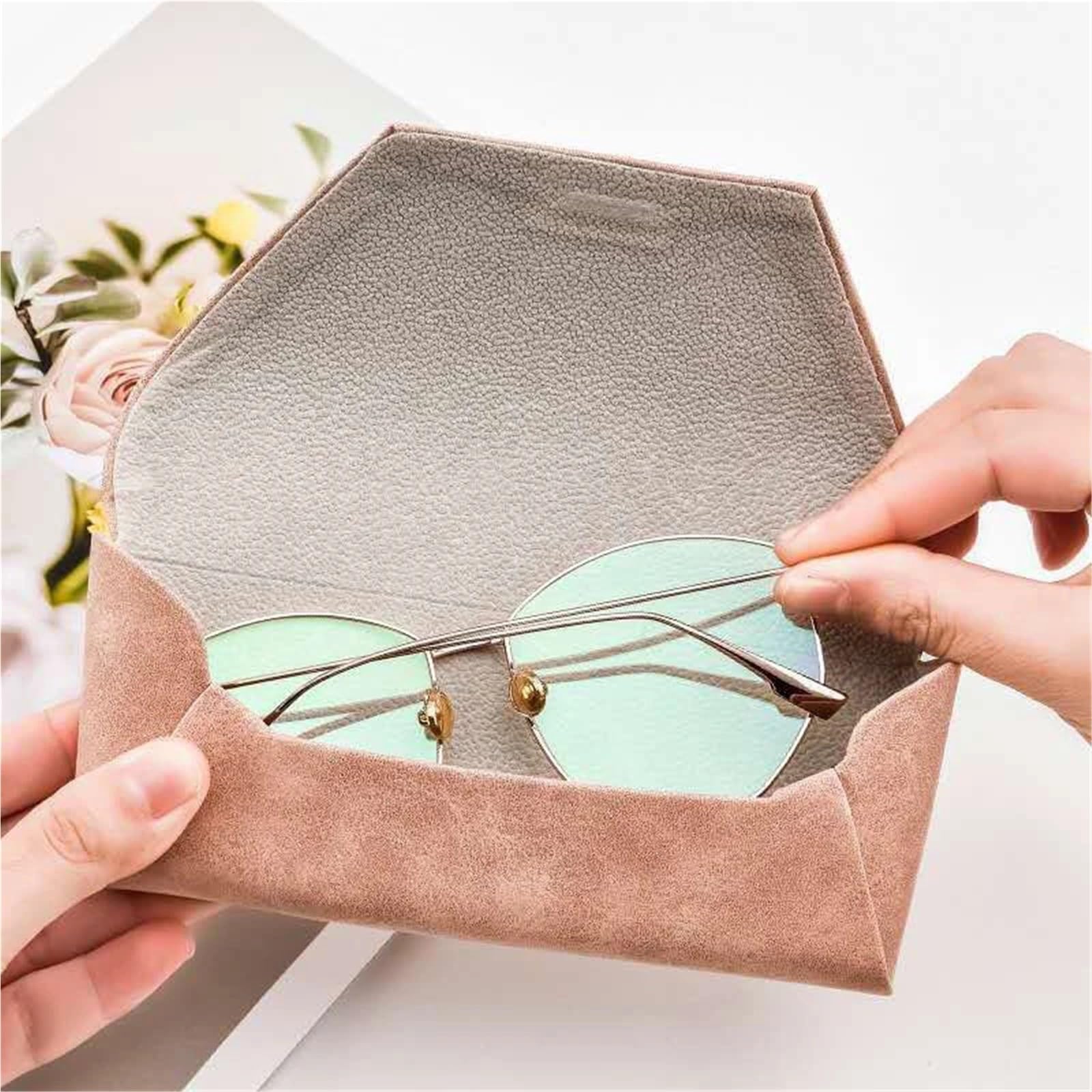 funda gafas Estuche Portátil Y Suave For Gafas Funda De Piel Sintética For Sol Organizador Accesorios For Mujer Hombre