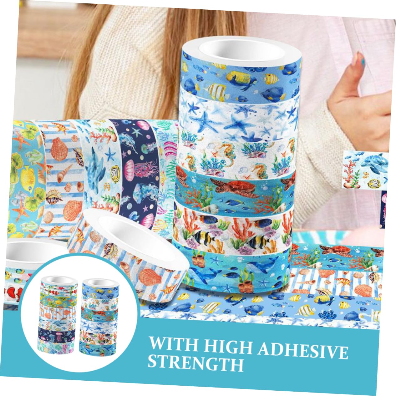 HOMSFOU Lot De 5 Autocollants Pour Journal Intime Fournitures Pour Adultes Scrapbooking Journal Intime Kit De Bricolage Thème Pastel Mer Océan Autocollants Bleus