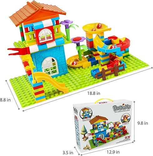 Miniatura 5 de Marble Run Big Building Blocks, 255 piezas, pista de carreras para niños, juguete educativo STEM para niños de 3 a 8 años, juguetes de Navidad para