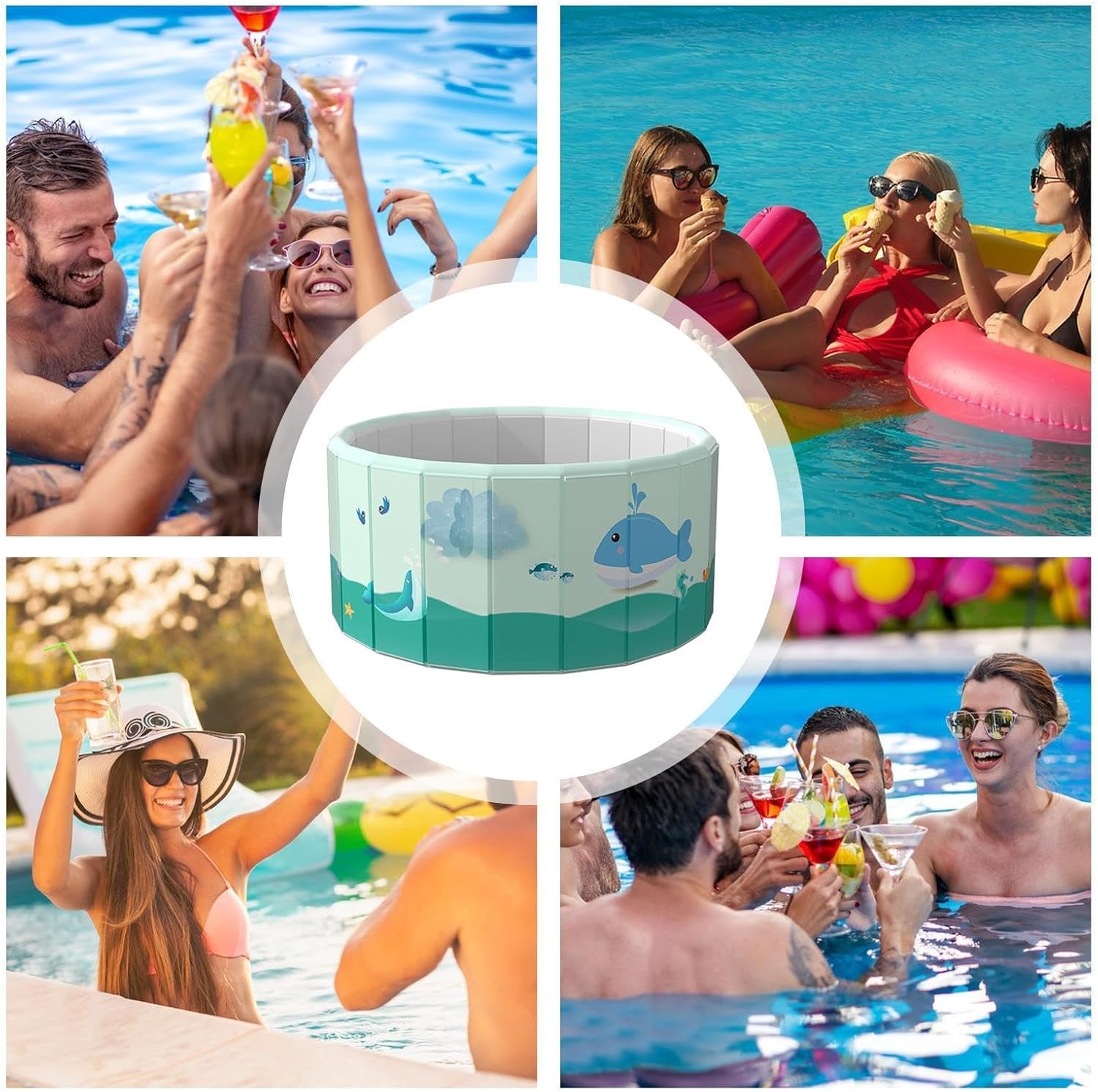 Foldable Non-Inflatable Swimming Pool,Interactive Portable Bathtub,Foldable Pool For Kids Adults Pets | For Kids Dogs Family Pets Garden Patio Outdoor Terrace Summer Center Church Tan