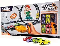 Pista de Autorama Elétrica Track Master 1:64 com Looping 360°, 4 Carrinhos + Controle Manual – Brinquedo Infantil Corrida Slot Racing 6+