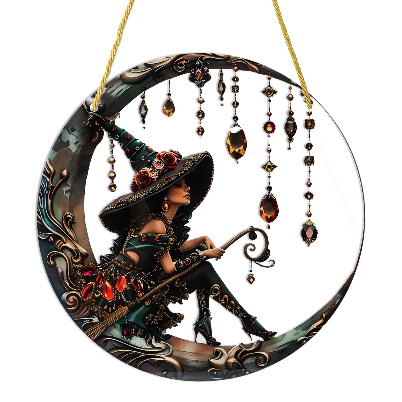 Sun Catchers for Windows Witch Suncatchers Cat Witch Moon Vintage Acrylic Flat Suncatcher