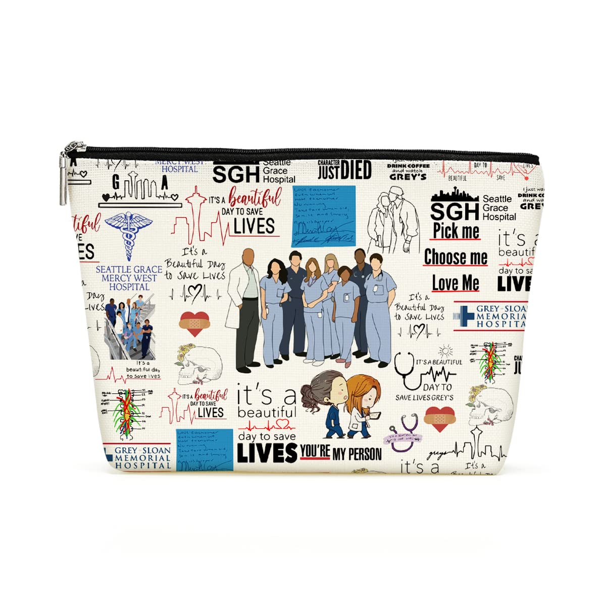 Cute Doctor Makeup Bag Cosmetic Bag for Women Doctor Decor Stuff Inspired TV Show Merchandise Fan Gift for Fans Teenage Sister Daughter Friends Nurse Coworker Birthday Graduation Friendship