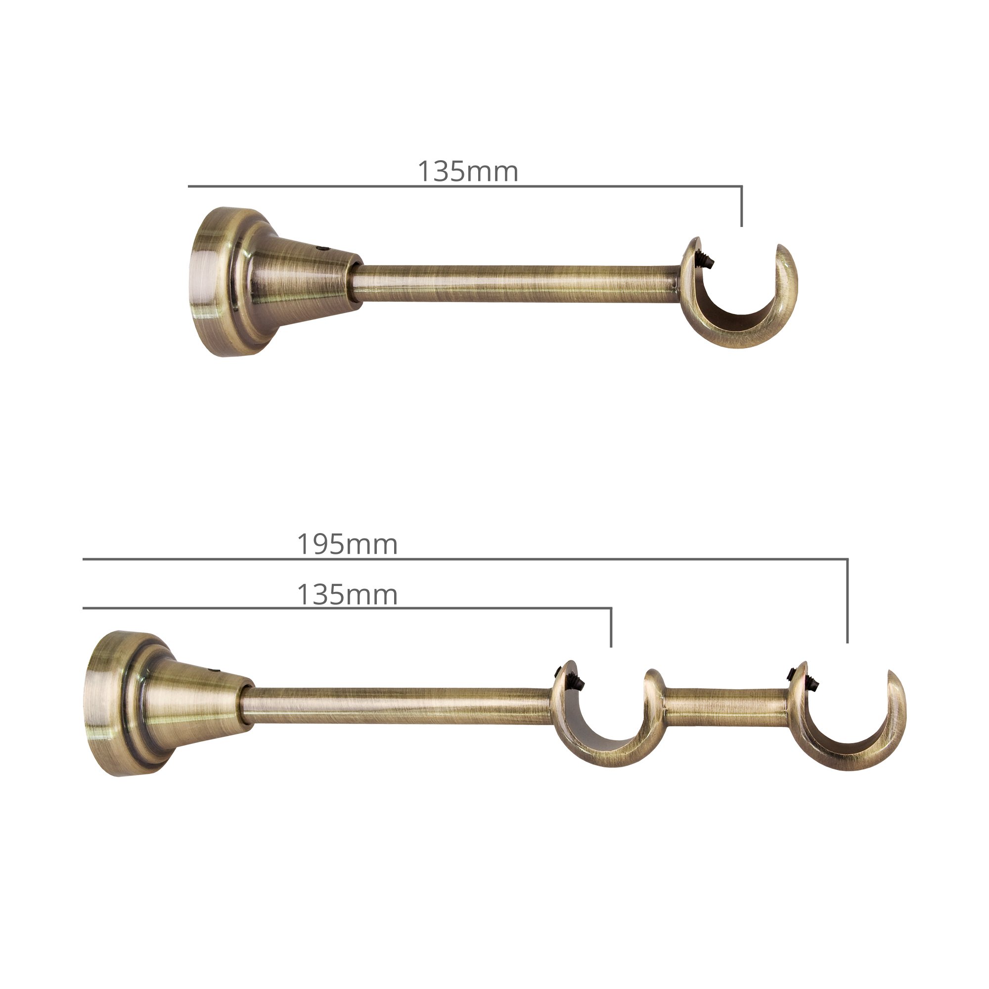 ROLLMAXXX Gardinenstange 320 cm 1-läufig Ø19 mm – Messing – Colosseo | Vorhangstange aus Metall Messing Design, Set inkl. Wandhalterungen & Endstücke, Alternative zur Gardinenschiene