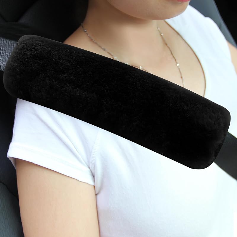 Capa para Cinto de Segurança Amooca em Lã de Ovelha Real – Kit com 2