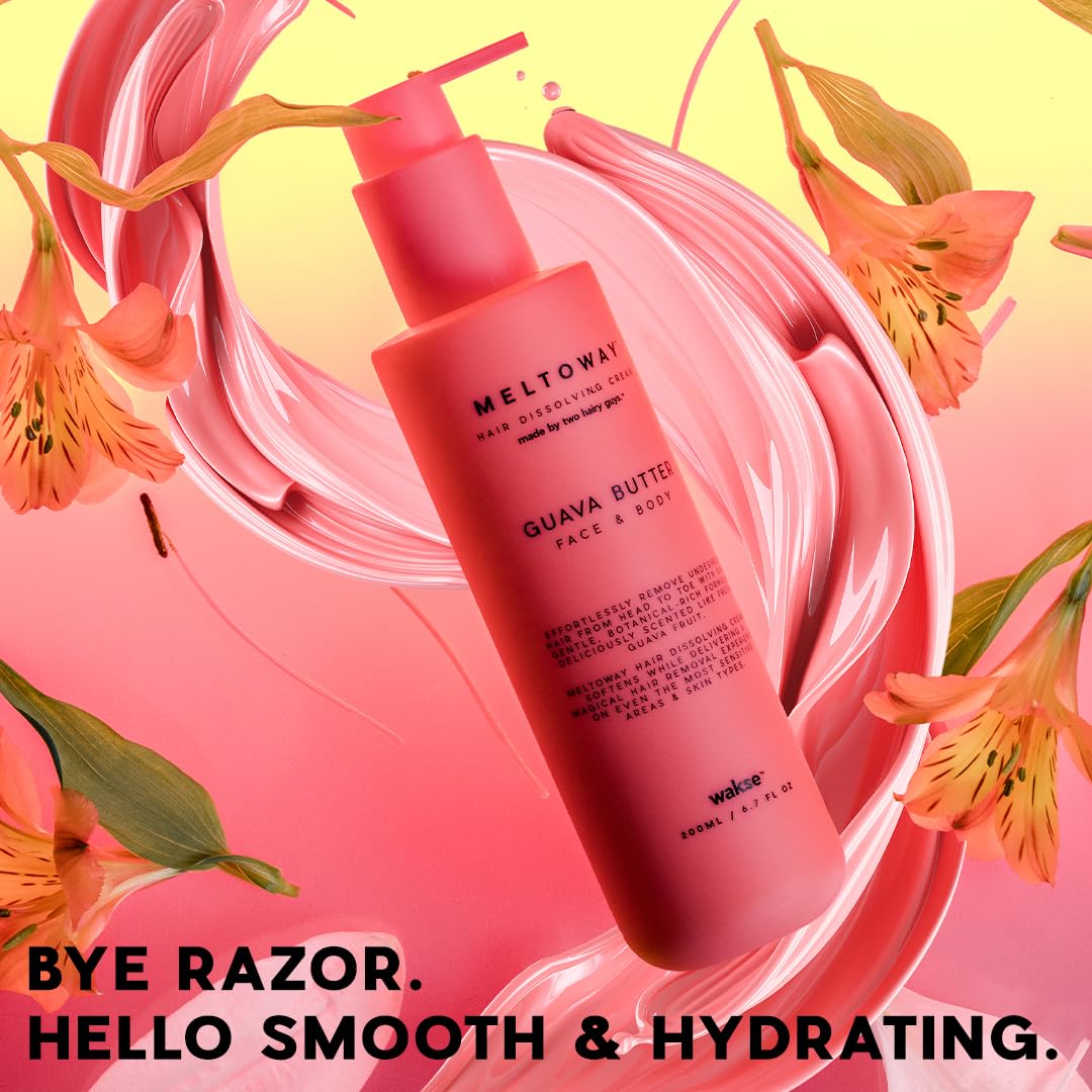 Wakse Guava Butter Hair Dissolving Cream - Painless Hair Removal Cream for Face & Body, 6.7 oz, Guava Scented