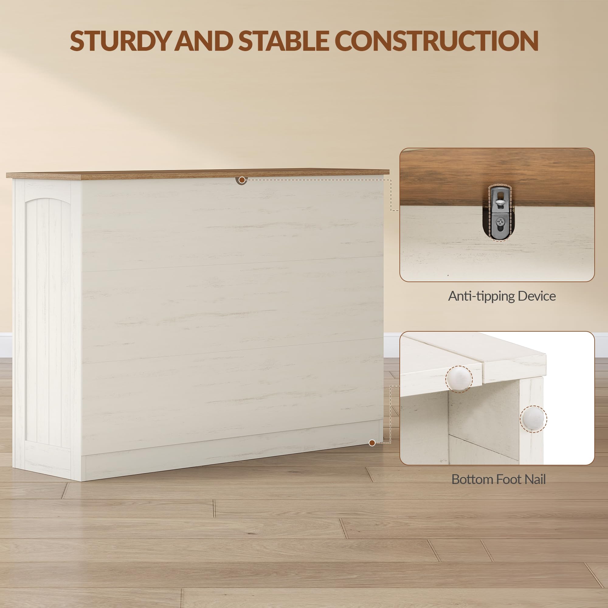 Bücherregal Regal mit 6 Fächern, 106 x 34 x 80 cm, Weiß und Braun | Würfelregal, Offenes oberes Ablagefach, für Wohnzimmer, Büro, Schlafzimmer und Küche, FFSG003FWR1