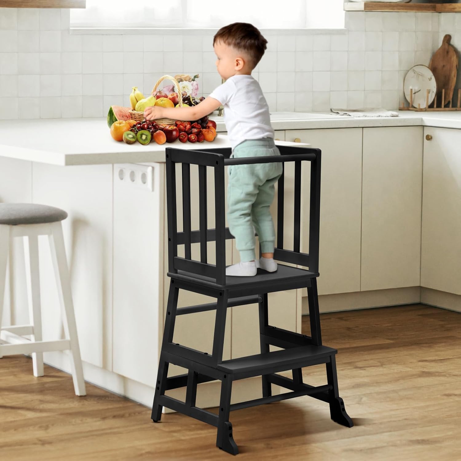 Torre Montessori In Bambù Naturale - Torre Di Apprendimento Sicura Per Bambini 1-3 Anni - Foto 9