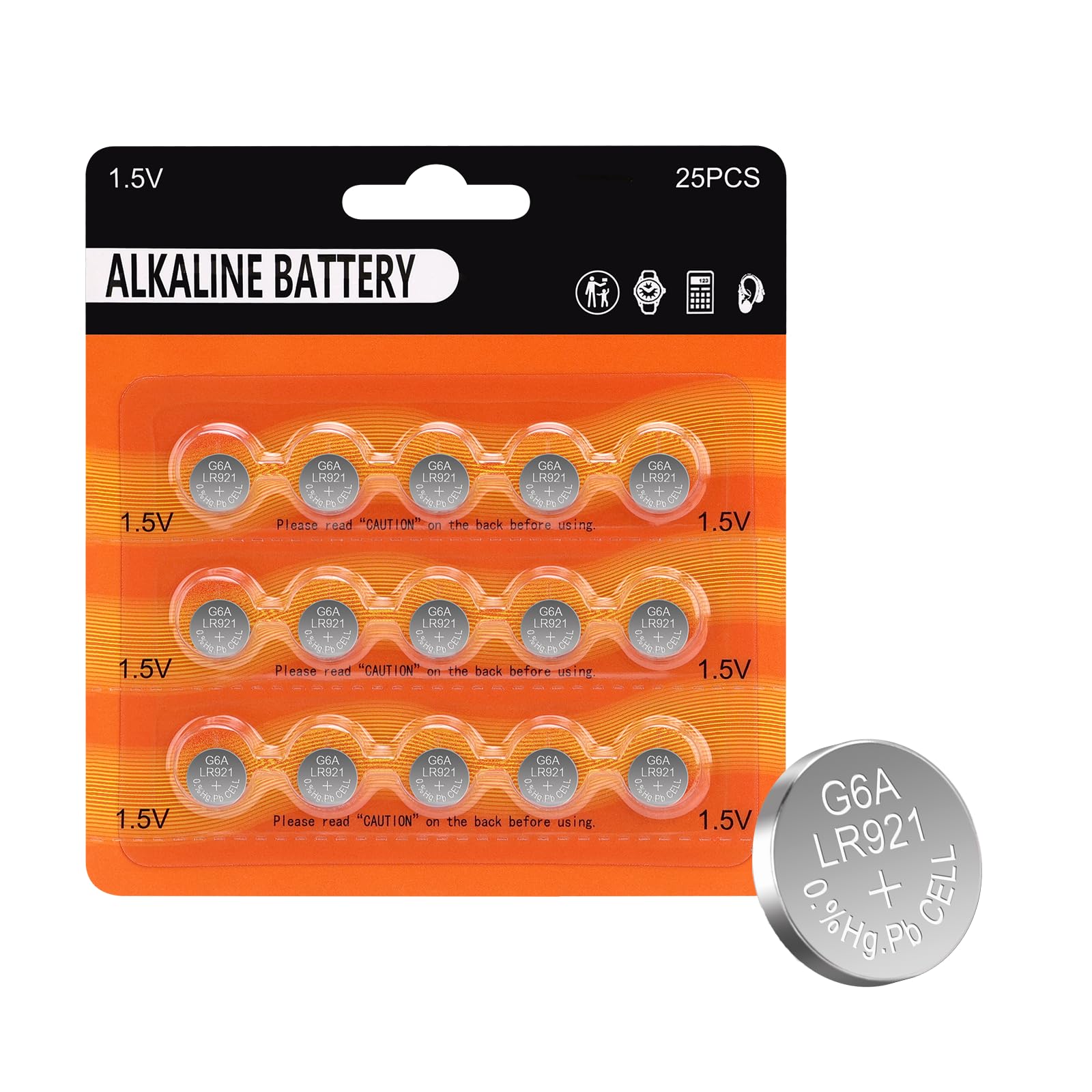 Pilas de botón AG6 de 1,5 V (15 unidades) LR921 371 370 sr920 equivalente a potencia de larga duración para relojes, calculadoras, juguetes, dispositivos médicos, diseño a prueba de fugas